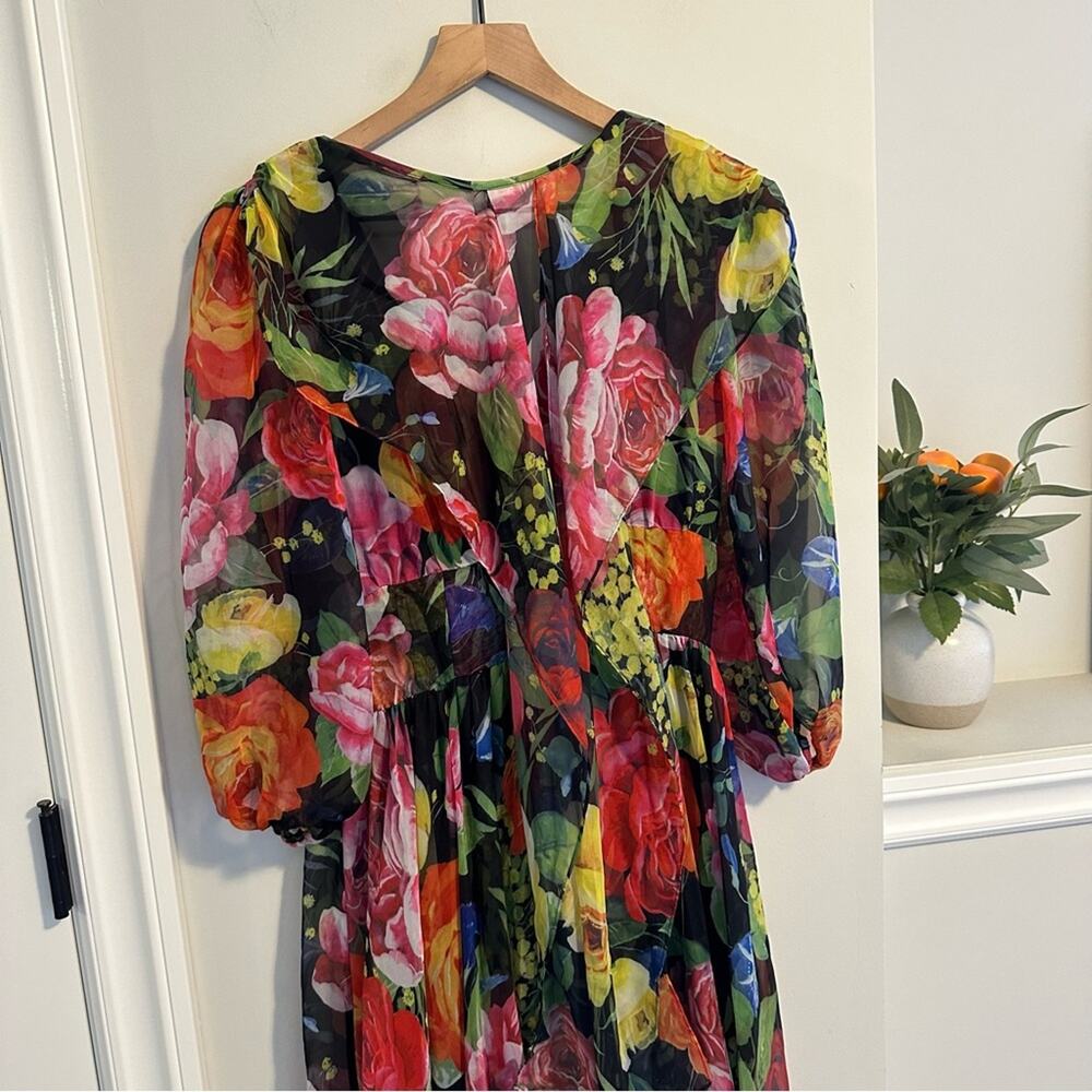 Multicolored Floral Organza Maxi Dress XS/S - Picture 10 of 11